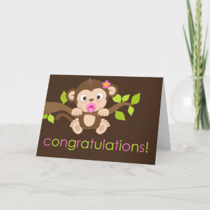 Cute Little Monkey Girl Greeting Card