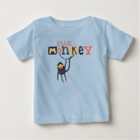 Cute Little Monkey Quote Typography Boy