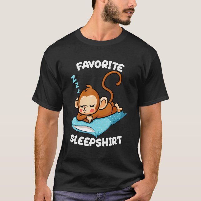 Cute Little Monkey Sleeping Nap Favourite Sleep Ti T-Shirt (Front)