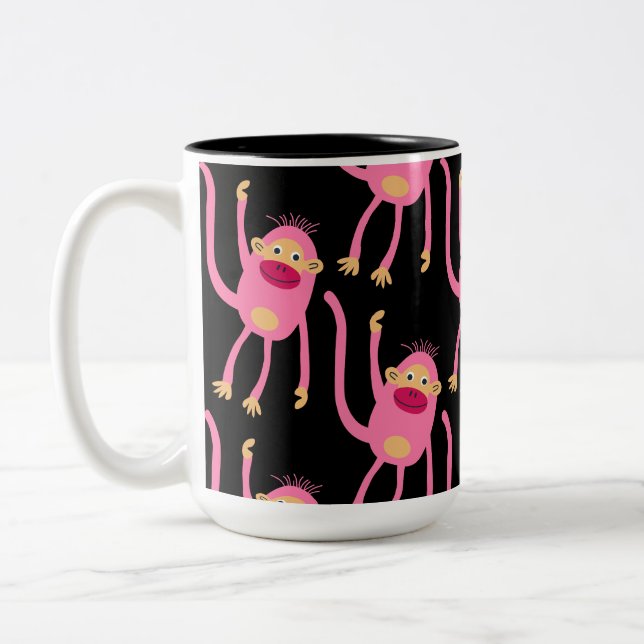 Cute Little Monkey  Two-Tone Coffee Mug (Left)