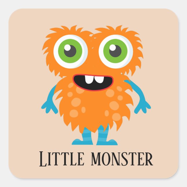 cute little monster add text  square sticker (Front)