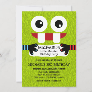 Cute Little Monster Birthday Party Invitation