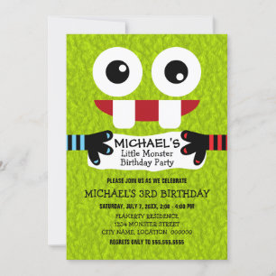 Cute Little Monster Birthday Party Invitation