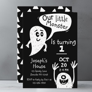 Cute Little Monster Boys First Birthday  Invitation