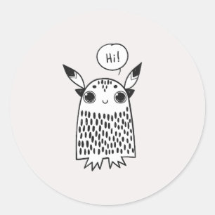 Cute little monster classic round sticker