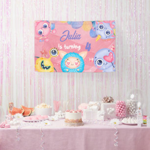 Cute Little Monster kids Birthday Banner