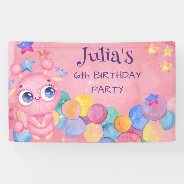 Cute Little Monster kids birthday Banner (Horizontal)