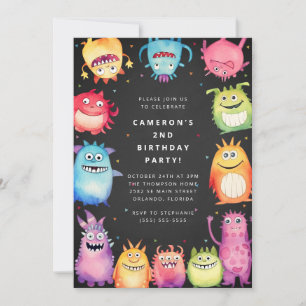Cute Little Monster Kids Birthday Invitation