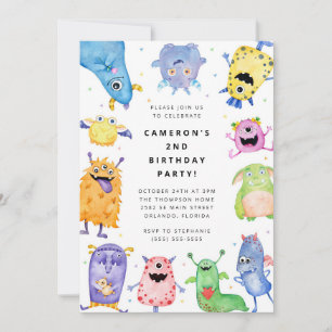 Cute Little Monster Kids Birthday Invitation