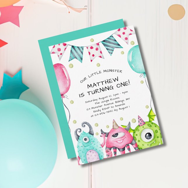 Cute Little Monster Kid's Birthday Party Invitation (Creator Uploaded)