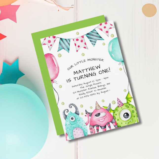 Cute Little Monster Kid's Birthday Party Invitation (Creator Uploaded)