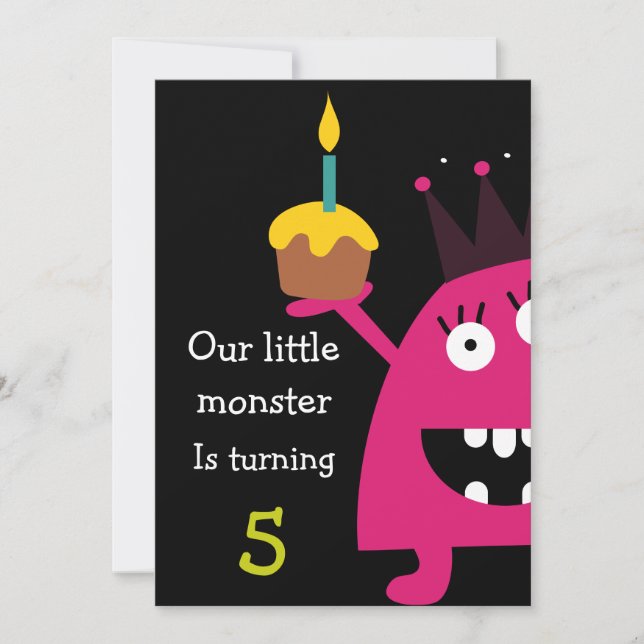 Cute Little Monster Kids Birthday Party Invite (Front)