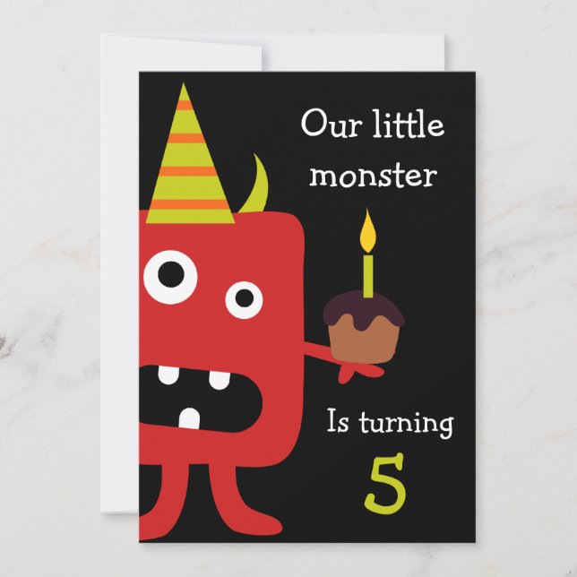 Cute Little Monster Kids Birthday Party Invite (Front)
