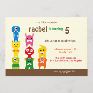 Cute Little Monster Kids Birthday Party Invite