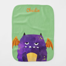 Cute Little Monster Personalised Burp Cloth