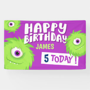 Cute Little Monster Purple Banner