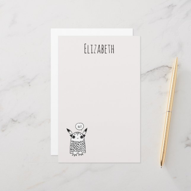 Cute little monster stationery (Front/Back In Situ)