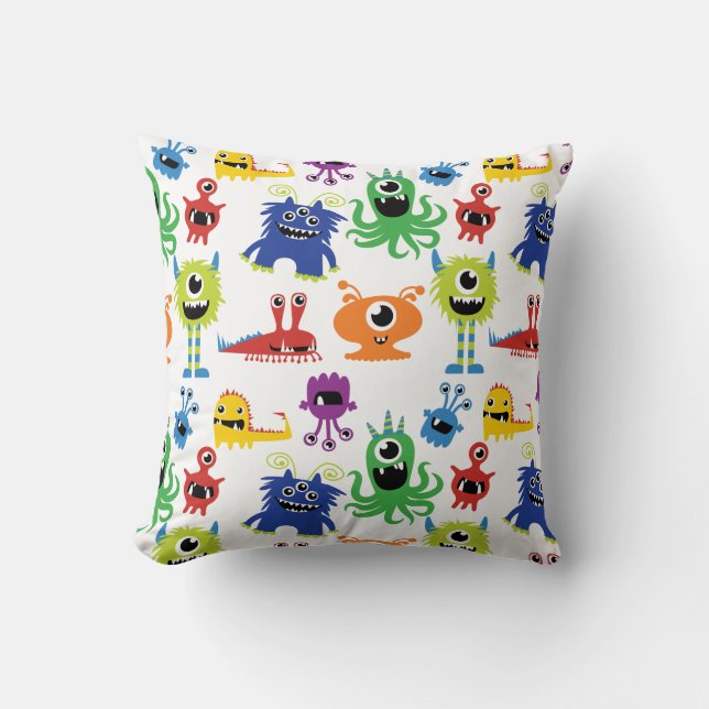 Cute Little Monsters Baby Boy Nursery Cushion (Front)