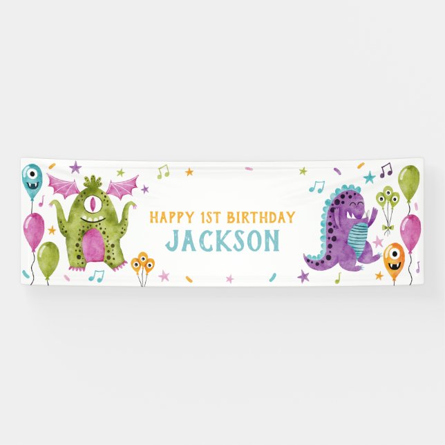 Cute Little Monsters Birthday Party Banner (Horizontal)