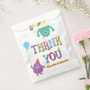 Cute Little Monsters Birthday Party Thank You Favour Bags