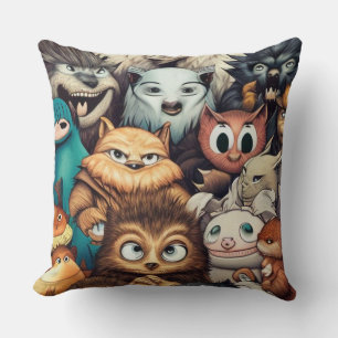Cute Little monsters funny modern contemporary Cushion