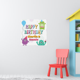 Cute Little Monsters Happy Birthday Party, Any Age Poster