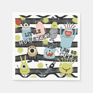 Cute Little Monsters Modern Chic Watercolor Stripe Napkin