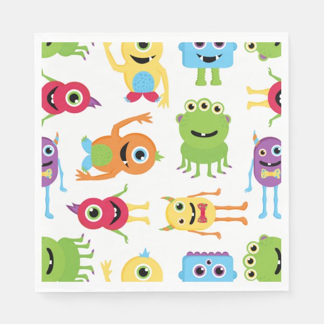 Cute Little Monsters Party Pattern Napkin (Front)