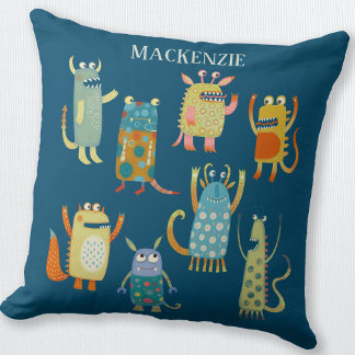 Cute Little Monsters Personalised Cushion