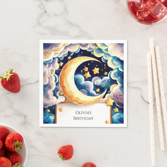 Cute Little Moon Birthday Napkin (Insitu)