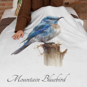 cute little mountain bluebird customisable fleece blanket