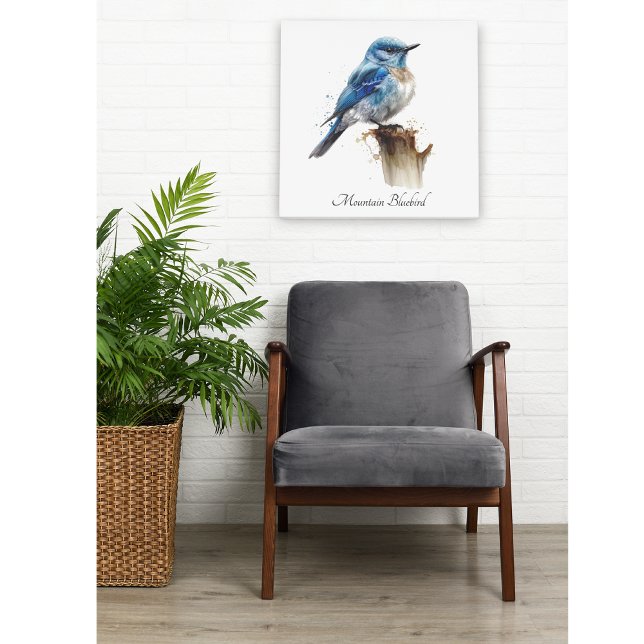 Cute Little Mountain Bluebird Watercolor, custom Canvas Print (Creator Uploaded)