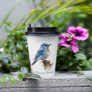 Cute Little Mountain Bluebird Watercolor, custom Paper Cups