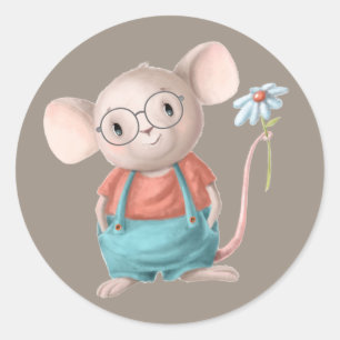 Cute Little Mouse Animal Cartoon  Classic Round Sticker