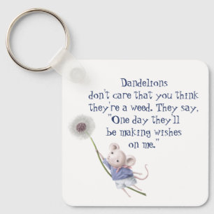 Cute Little Mouse Dandelion Inspirational Quote Ke Key Ring