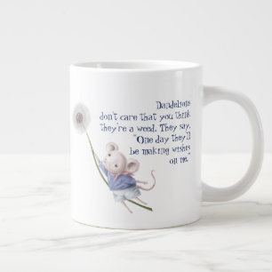 Cute Little Mouse Dandelion Inspirational Quote Large Coffee Mug