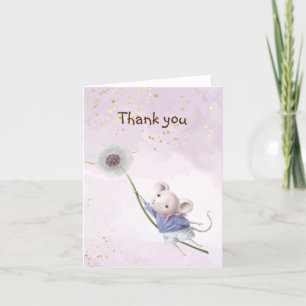 Cute Little Mouse Dandelion Watercolor  Thank you