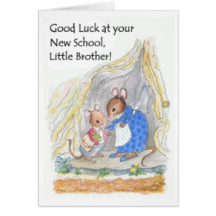 Cute Little Mouse Good Luck New School Brother