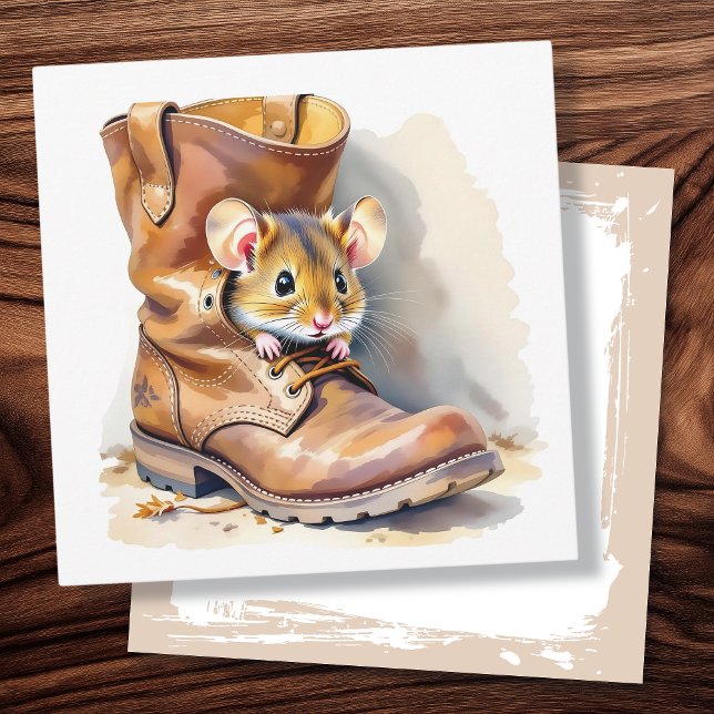 Cute Little Mouse in a Boot Card (Creator Uploaded)