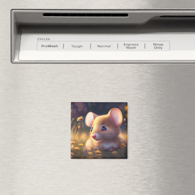 Cute little mouse in a flower meadow magnet (In Situ (Dishwasher))
