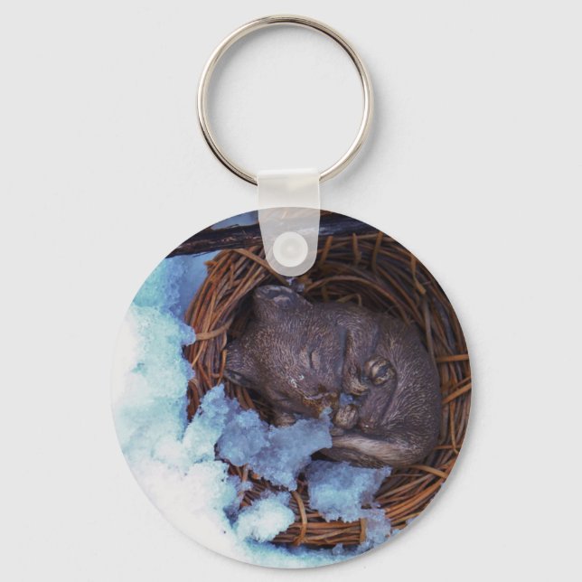 cute little mouse in the snow key ring (Front)
