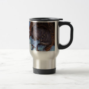 cute little mouse in the snow travel mug