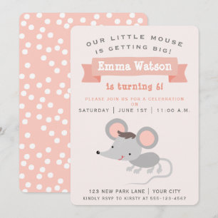 Cute Little Mouse - Kids Birthday Party Invitation