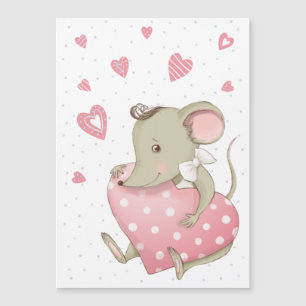 Cute little mouse with pink hearts