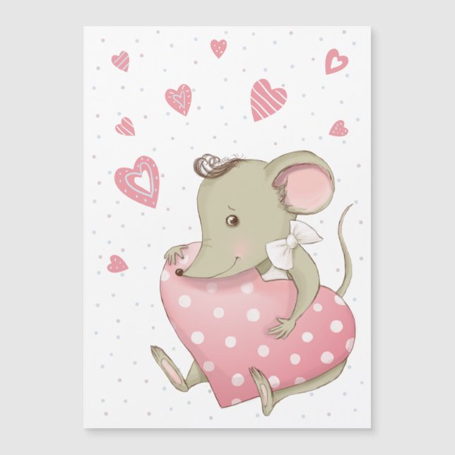 Cute little mouse with pink hearts (Front)