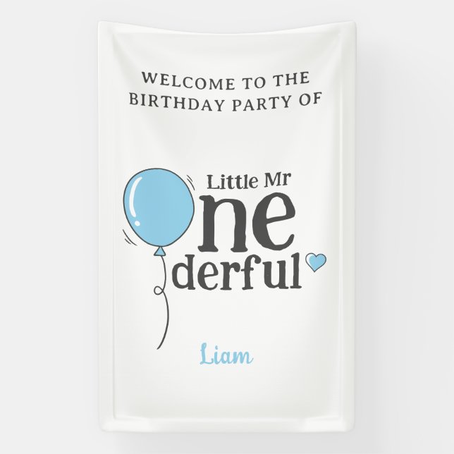 Cute Little Mr Onederful Party Welcome Banner (Vertical)