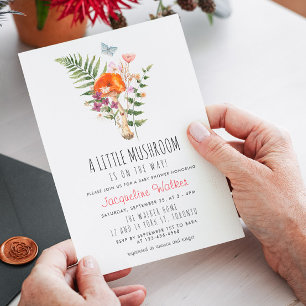 Cute Little Mushroom Baby Shower Invitation