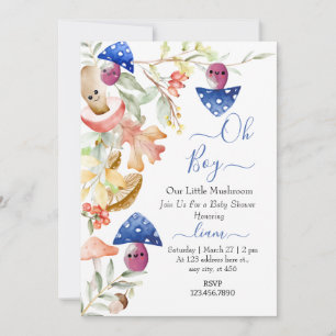 cute little mushroom baby shower invitation