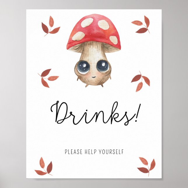 Cute little mushroom - Drinks Poster (Front)