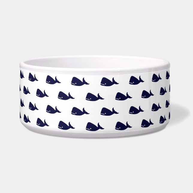Cute Little Navy Blue Whale Pattern on White (Front)